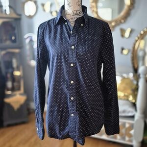 American Eagle Outfitters Dark Blue Polka Dot Shirt